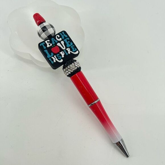 Teach love inspire pen handmade NEW teacher apple rhinestone bling teal red blac - Picture 4 of 4